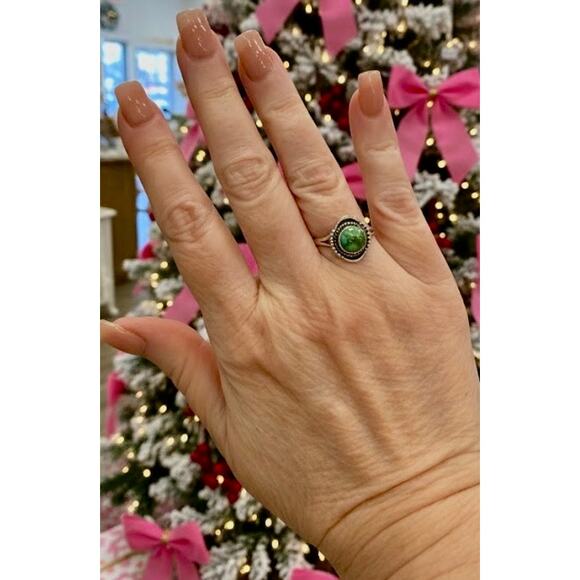 Dainty Sonoran Gold Turquoise Round Ring Size 7 - Picture 3 of 3